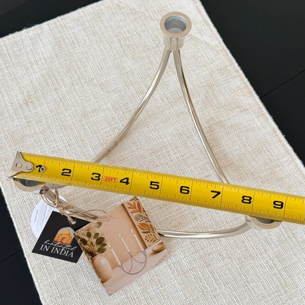 Modern Silver 3-Arm Candelabra Candle Holder, Made in India
